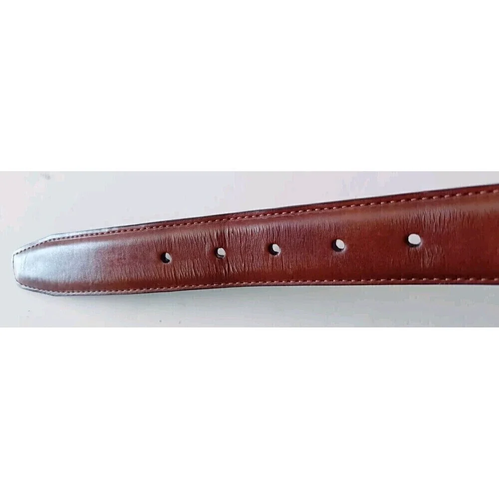 Nautica Men's Belt Size 40 Brown Leather Classic Logo Basic Dress Dad Gift